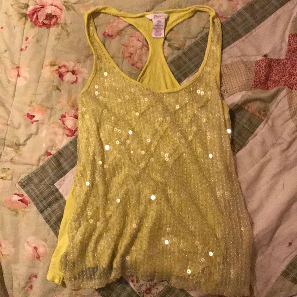 Candies yellow sequin tank top